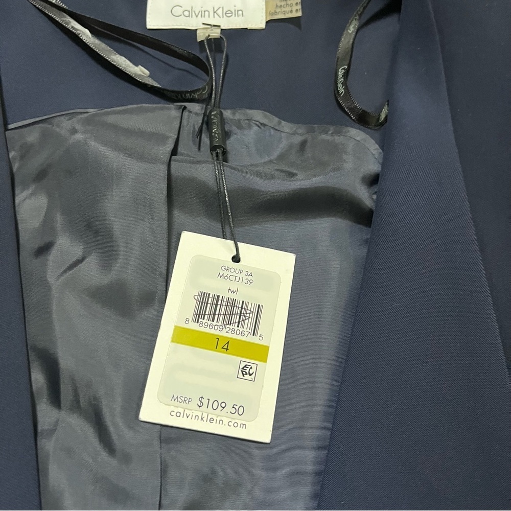 NWT Calvin Klein Women Navy Open Vest Zipper Details Size 14 Workwear Office - Picture 4 of 7